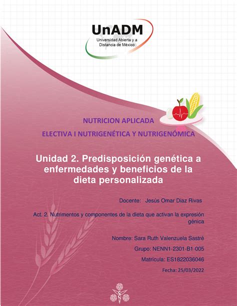 ENN U2 A2 SAVS NUTRIGENETICA NUTRICION APLICADA ELECTIVA I NUTRIGEN