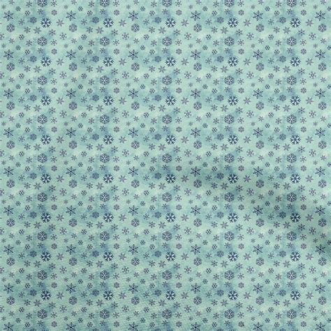 Oneoone Cotton Poplin Dusty Teal Green Fabric Chritmas Snow Flakes