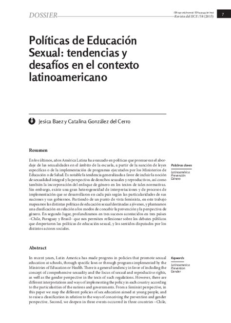 Pdf Políticas De Educación Sexual Tendencias Y Desafíos En El