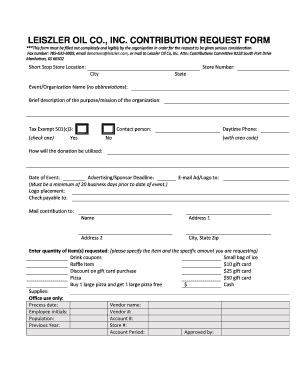 Fillable Online Leiszler Oil Co Inc Contribution Request Form