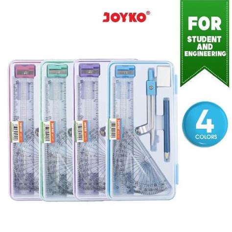 Joyko Jangka Set Math Set Jangka Penggaris Busur Set Ms Lazada