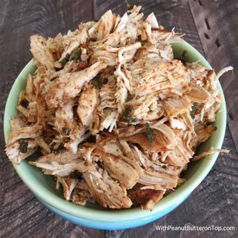 Easy Crockpot Mexican Style Shredded Chicken With Peanut Butter On Top