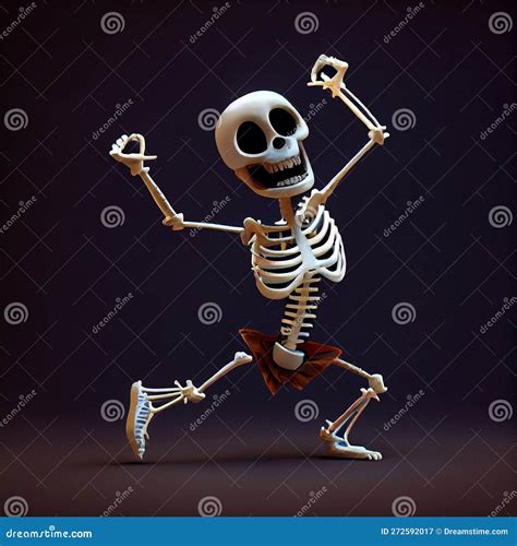 Cartoon Dancing Skeleton Isolated on Dark Background Stock Illustration ...