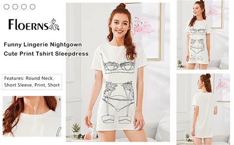 Floerns Women S Funny Lingerie Nightgown Cute Print Tshirt Sleepdress At Amazon Womens Clothing