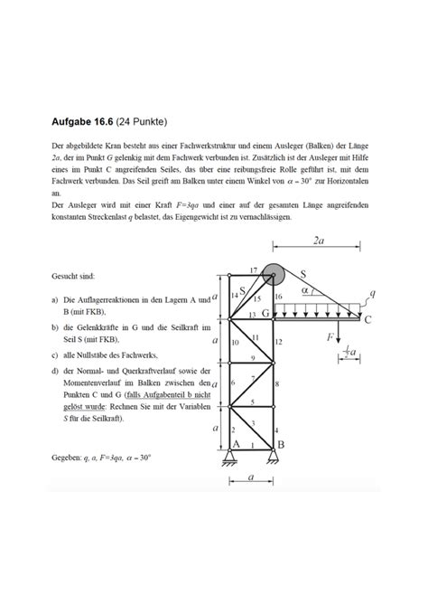 Statik Bungen Wise Aufgabe Punkte Der Abgebildete Kran