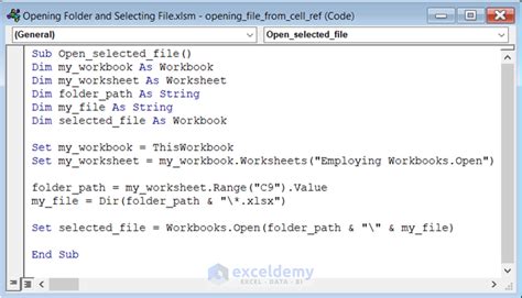 How To Open Folder And Select File Using Excel Vba 4 Examples