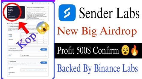 Sender Labs New Big Airdrop Profit 500 Confirm Backed By Binance