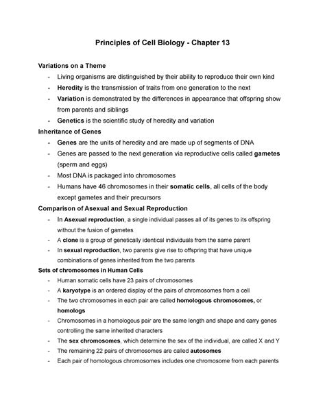 Chapter 13 - Biology notes - Principles of Cell Biology - Chapter 13