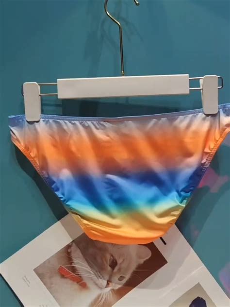New Men S Sexy And Silky Rainbow Ombre Low Rise Bikini W Contoured Pouch Gay EBay