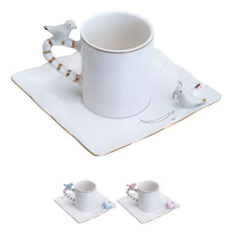 Jogo Xícara Café Porcelana Passarinho Bird Wolff 6p Promoção