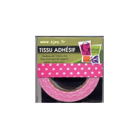 Masking tape Tissu adhésif rose à pois blanc