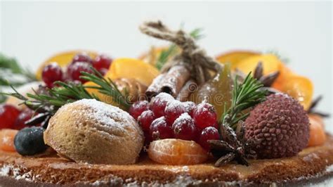Christmas Naked Cream Frut Cake Close Up Stock Footage Video Of Homemade Anise 168091394