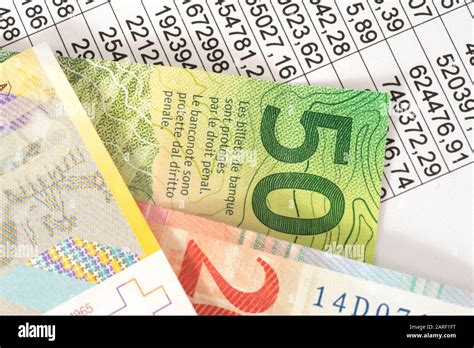 Swiss Franc banknotes and a spreadsheet Stock Photo - Alamy