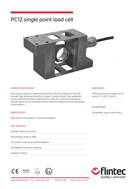 Pdf Pc12 Single Point Load Cell Flintec · Pc12 Single Point Load Cell Product Description