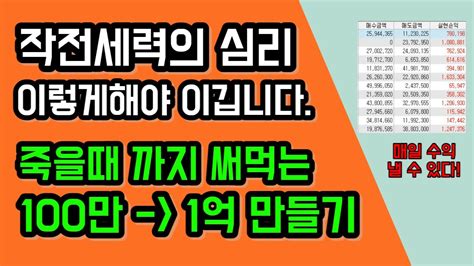 주식매매기법 작전 세력 이기는 매매기법 결국 심리싸움입니다 하루 평균 70만원 수익 이렇게 했어요 Youtube