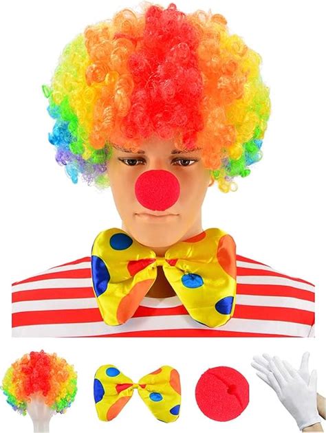 Clown Costume Clown Rainbow Wig Clown Nose Bow Tie