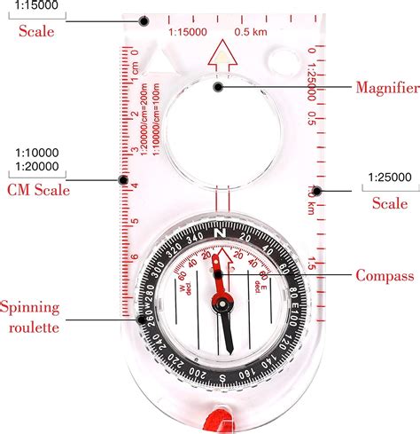 Multifunctional Navigation Compass Waterproof Orienteering Compass Hiking Backpacking Compass