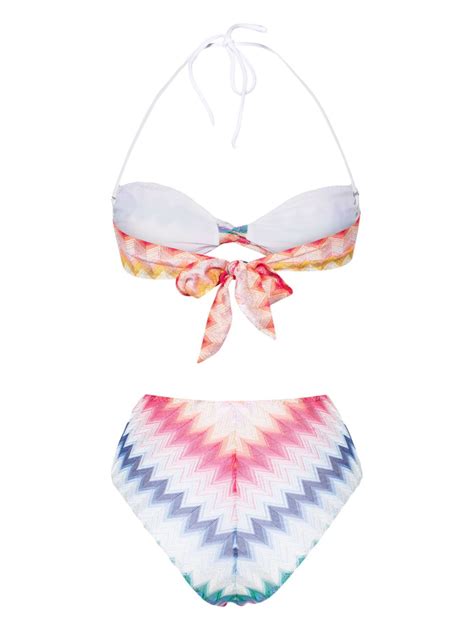 Missoni Zigzag Bandeau Bikini Set Blue FARFETCH