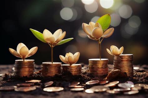 premium ai image coins bloom  growth symbolizing financial