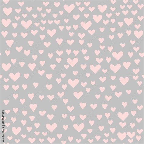 Various Pink Hearts Seamless Pattern Vector Illustration On Grey