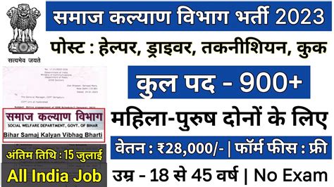 Samaj Kalyan Vibhag Recruitment New Vacancy Anganwadi