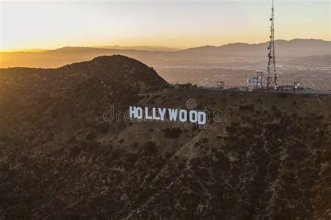 Hollywood Sign Summer Sunset Aerial Editorial Stock Image - Image of ...