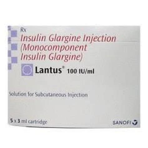 Lantus Insulin Glargine Injection, Packaging Size : 5 x 3 ml Cartridge (100 IU/ml) at Rs 2,950 ...