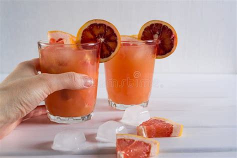 Refreshing Summer Cocktails With Citrus Fruits Stock Image Image Of