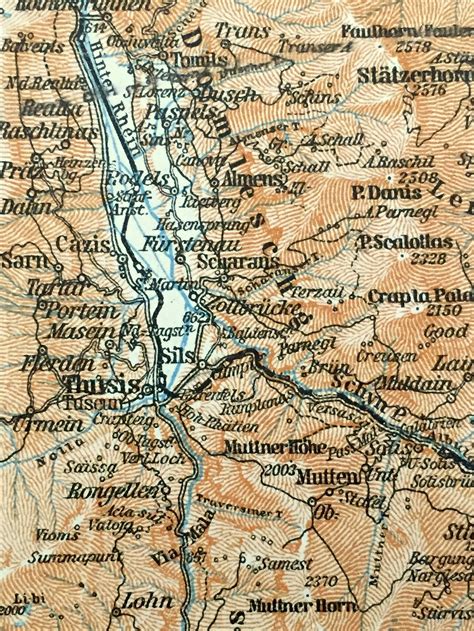 Antique 1913 Chur Switzerland Map From Baedekers Guide Atlas | Etsy