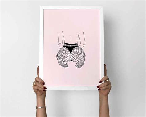Sitting Fishnets A4 Nude Print Etsy