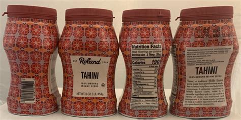 Roland Foods Recalls Tahini 100 Ground Sesame Seeds Because Of