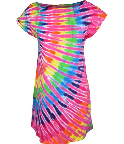 Unprinted Rainbow Pink Streak Unprinted Womens Tie Dye Sundress Tee