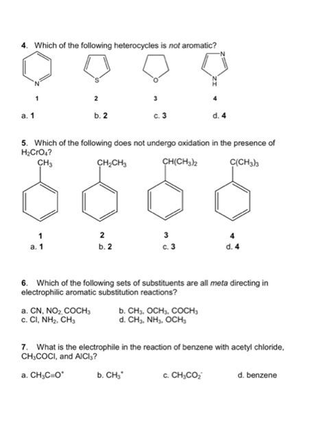 Solved 4 Which Of The Following Heterocycles Is Not Chegg