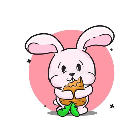 Cute Bunny Eating a carrot stock vector. Illustration of love - 208355548