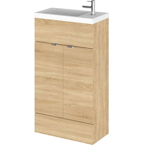 Hudson Reed Fusion Natural Oak Mm Compact Vanity Unit Basin