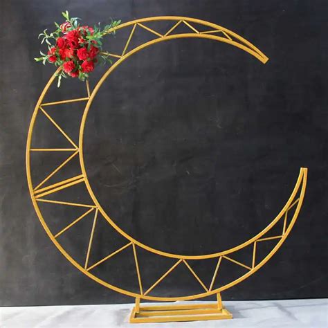 Gold White Moon Ship Metal Iron Arch Decor Wedding Stand Backdrop Cake