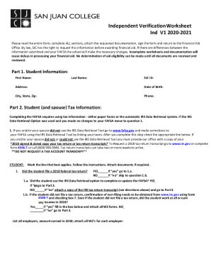 Fillable Online 2021 2022 Verification Worksheet Group V1 Independent