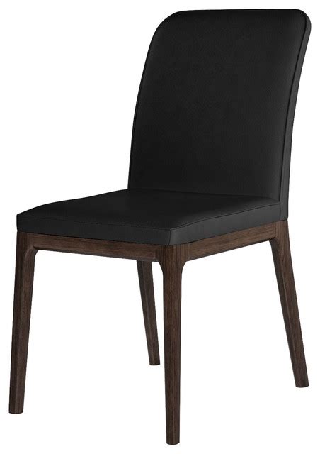 Modern Italian Leather Dining Chairs Walnut Set Of 4 Midcentury