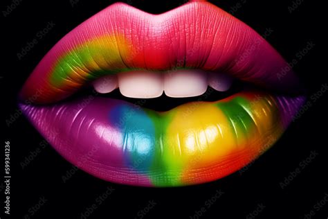 Generative Ai Of Rainbow Color Lips Stock Illustration Adobe Stock