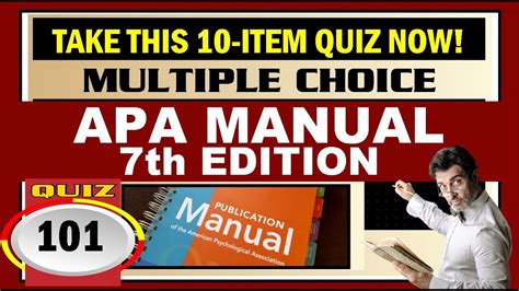 Quiz 101 AMERICAN PSYCHOLOGICAL ASSOCIATION APA PUBLICATION MANUAL