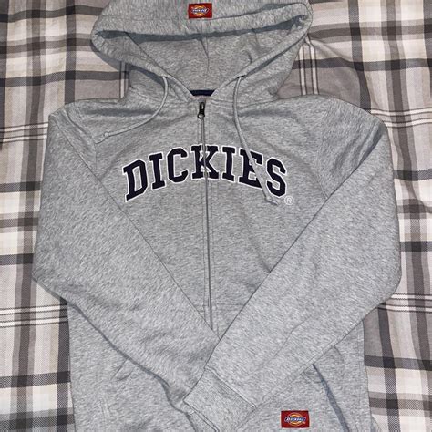 Grey dickies zip up hoodie size small 10/10... - Depop