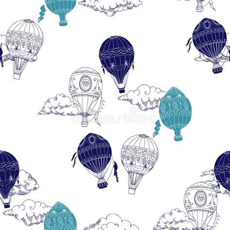 Seamless Pattern With Hot Air Balloons Stock Vector Illustration Of Vector Sign 72041724