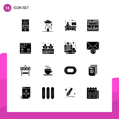 Set Of 16 Commercial Solid Glyphs Pack For Deliver Data Education