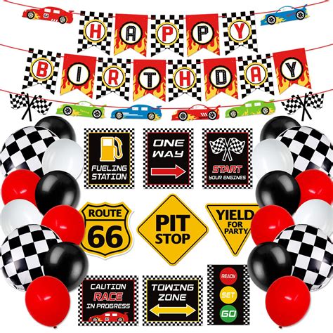 Race Car Birthday Party Decoration Set Race Car Party Signs Racing