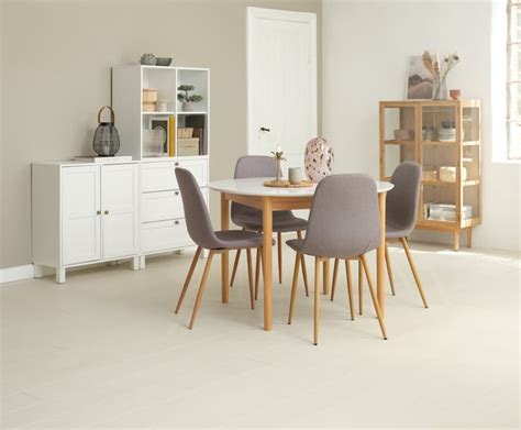 MARSTRAND Ø110 table blanc 4 JONSTRUP chaises gris JYSK