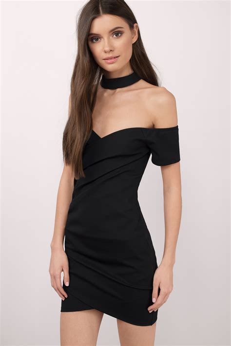 Cute Black Dress Off Shoulder Dress Stretch Dress Bodycon Dress