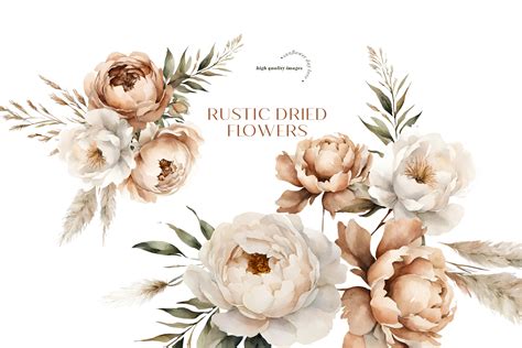 Rustic Dried Floral Pampas Grass Clipart Graphic By Sunflowerlove · Creative Fabrica