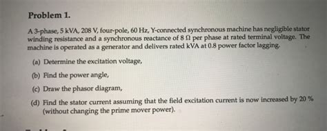 Solved Problem 1 A 3 Phase 5 Kva 208 V Four Pole 60 Hz