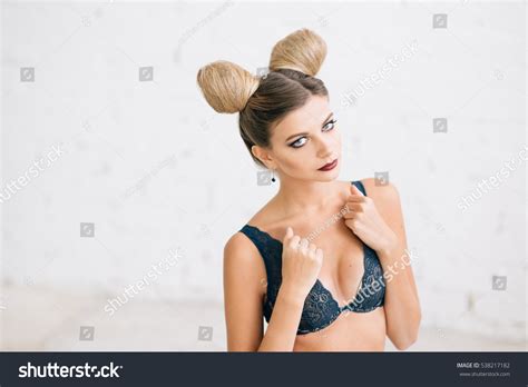 Sensual Sexy Woman Dark Blue Lingerie Stock Photo Shutterstock