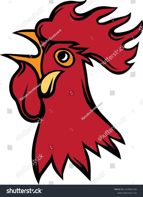 Red Rooster Cock Side View Vector เวกเตอร์สต็อก ปลอดค่าลิขสิทธิ์